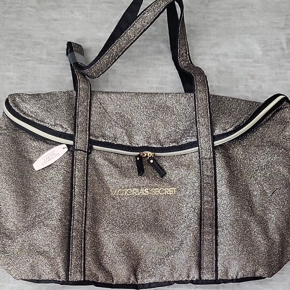 Victoria's Secret Handbags - Victoria's Secret Glittery Black and Gold Travel Bag